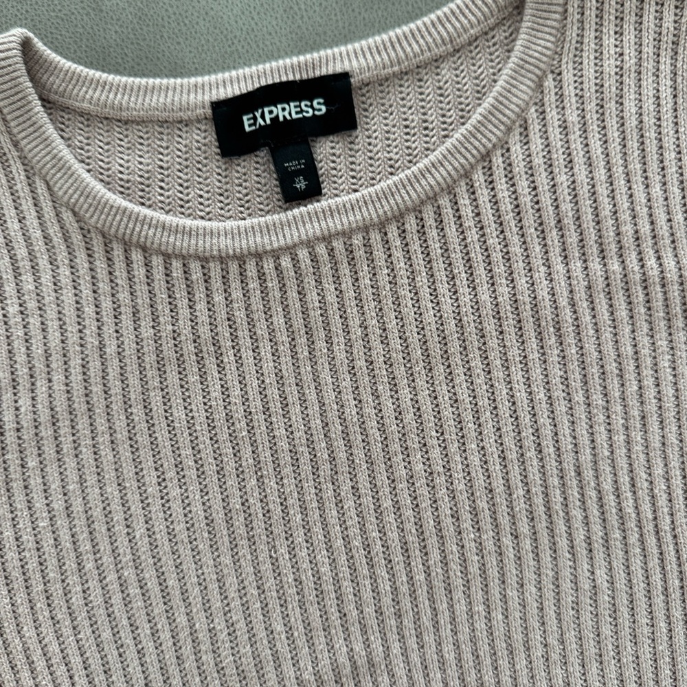 Express Beige Ribbed Knit Top - Picture 2 of 2
